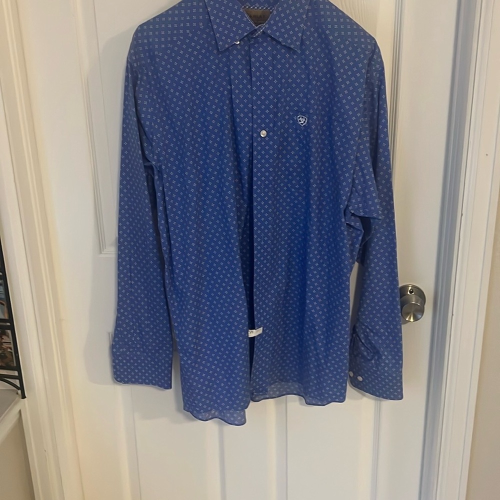 Blue Patterned Button-Up Shirt